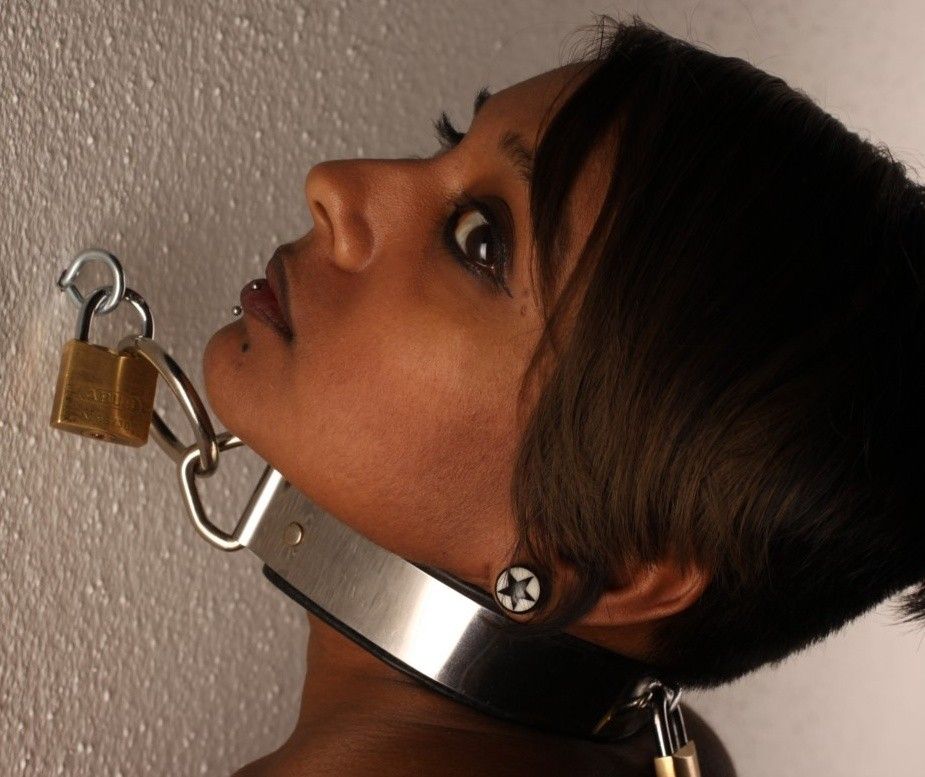 Bdsm slave pierced chain leash